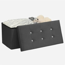 (Velvet Charcoal, Large (78x38x38cm)) Multicolor Folding Multi-Sized Storage Ottoman Boxes Pouffe Seat Stool Home organizer for Clothes, Toys and