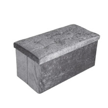 (Velvet Silver, Medium (38x38x38cm)) Multicolor Folding Multi-Sized Storage Ottoman Boxes Pouffe Seat Stool Home organizer for Clothes, Toys and