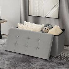 (Velvet Grey, Large (78x38x38cm)) Multicolor Folding Multi-Sized Storage Ottoman Boxes Pouffe Seat Stool Home organizer for Clothes, Toys and
