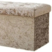 (Velvet Beige/Cream, Large (78x38x38cm)) Multicolor Folding Multi-Sized Storage Ottoman Boxes Pouffe Seat Stool Home organizer for Clothes, Toys and