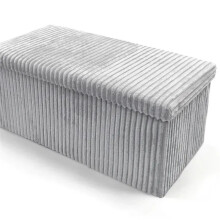 (Corduory Silver, Large (78x38x38cm)) Multicolor Folding Multi-Sized Storage Ottoman Boxes Pouffe Seat Stool Home organizer for Clothes, Toys and