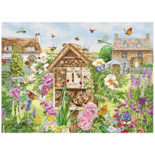 Kit point de croix compté - LetiStitch L8104 - Hôtel abeille occupée - Toile Aida 16ct - 41x30 cm