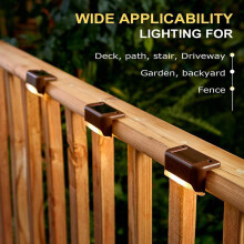 Warm Solar Powered Outdoor Lights, Step Lights for Stairs, Patio Wall Lamp, LED Pathway Light, Waterproof Garden Deck Lighting, 10 Pack Brown