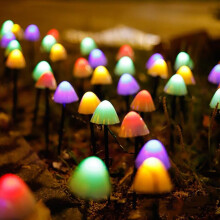 LED Solar Mushroom Ground Lights 31.2ft 50 LEDs 8 Modes Colorful Garden Outdoor Decorative Landscape Lights for Patio Path Lawn