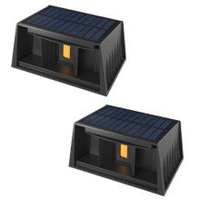 Warm White 3000K 2 Pack Solar Wall Lights, Outdoor Garden Up Down LED Wall Washer, Wireless Waterproof Fence Lamp, RGB