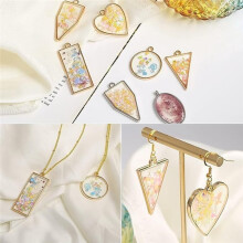 1 Set Geometrische Anhängerrahmen mit Offener Rückseite - Basis für UV-/Epoxidharz-Bastelarbeiten (für DIY-Schmuck: Halsketten, Armbänder)