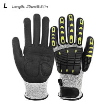 Anti-Vibration Protection Working Gloves Anti-Cut Anti-Smashing Outdoor Rescue Safety Work Gloves(L)