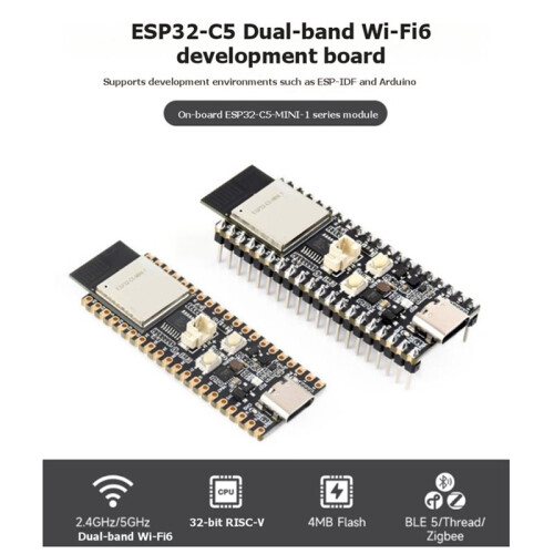 ESP32-C5- Dual-Band Development Board Onboard Antenna Version WiFi 6 BLE5 ESP32-C5--1 Module Unsoldered Headers 2