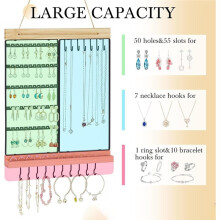 Hanging Jewelry Organizer,5-Tier Wall Earring Holder,Jewelry Rack Wall Mounted for Earrings,Necklaces,Bracelets and