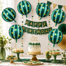 20 PCS Carnival Balloons Circus Balloons 22 Inch Striped Star Foil Balloon for Theme Party Decorations Green