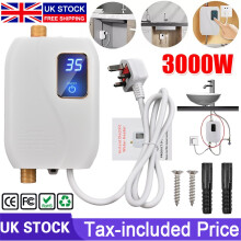 3KW Electric Tankless Instant Hot Water Heater Under Sink Tap Kitchen BathRoom *