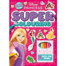 (1 Book) Disney Princess: Super Colouring Book (including 8 felt-tip pens)