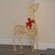 90cm Christmas Reindeer with 300 Warm White LEDs Gold Light Up Decoration