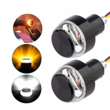Set of 2 LED indicators for motorcycle handlebars, Bizaical, yellow and white light, 33mm, 12V