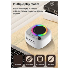 Retro Record Player Speaker Vintage Hifi Sound Music Box HD Recorder with Colorful Light Support TF Card