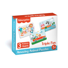 Fisher Price Amazing Animals Puzzles For Kids - 60 Pieces 3 In 1 Jigsaw Puzzle For Kids Age 5 Years & Above - Learning And Development Puzzles - Fun &