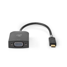 USB-C Adapter | USB 3.2 Gen 1 | USB-C Han | VGA Hun | 1920x1200 | 0.20 m | Runde | Guldplateret | PVC | Antracit | Window Box med Euro lås