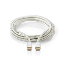 USB-kabel | USB 2.0 | USB-C Han | USB-C Han | 100 W | 480 Mbps | Guldplateret | 1.00 m | Runde | Flettet / Nylon | Sølv | Cover Window Box