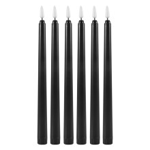 Black Cone Flameless Candles - 11 Inches (About 27.9 Cm), 6, Battery Powered, LED Flash with Wick, Timing Setting