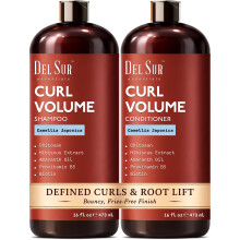 DEL SUR Locken Shampoo & Conditioner Set | Volumen, Definition & Feuchtigkeit | 16 fl oz | Mit Camellia Japonica, Hibiskus & Amaranth-Öl |