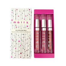 Mally H3 Lip Gloss Trio Geschenkeset - Hochglänzend, leicht - Schimmerndes Nude, Orchideenbeere, Pink Daisy