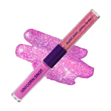 UNICORN SNOT Quiet Riot Glitter Lip Duo | 2-in-1 Set: Matte Lippenstift & Plastikfreier Glitzer | 0.15oz Lippenstift & 0.16oz Gloss, Gush (Warm Lila)