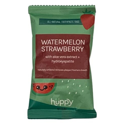 Tablettes de Dentifrice Huppy, Pastèque Fraise, Recharge de 62 Comptes