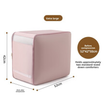 (Pink 52x42x50cm) Storage Cotton Linen Bag With Transparent Compression For Travel And Home
