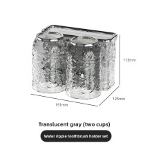 (Gray 2pcs Cup)Multicup Wallmounted Toothbrush Rack For Bathroom Storage And Hygiene Tool