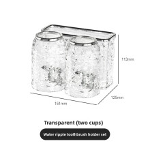(Clear 2pcs Cup)Multicup Wallmounted Toothbrush Rack For Bathroom Storage And Tool Hygiene