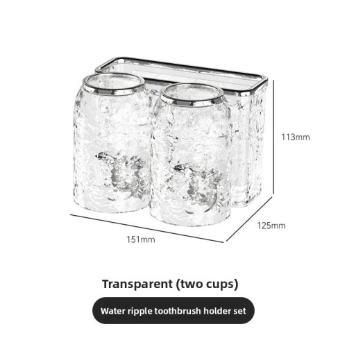(Clear 2pcs Cup)Portaspazzolini da Parete Multicup per Portaoggetti Bagno e Igiene Attrezzi