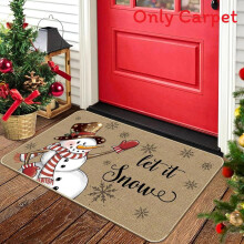 (Style1,50x80cm)Christmas Snowman Cartoon Elements Linen Floor Mat For Bathroom Hallway And