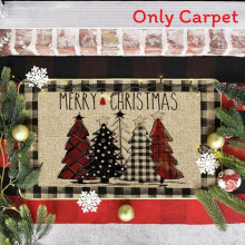 (Style16,40x60cm)Christmas Snowman Cartoon Elements Linen Floor Mat For Bathroom Hallway And