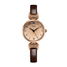 (Brown) Ladies Round Gadi Dial Quartz Watch With Alloy Case Feature For Or Travel Work