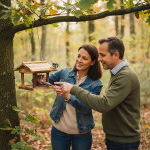Wooden Hanging Bird Feeder - Easy Clean, Open Design