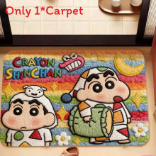 (Rainbow,45x70cm)Crayon Shinchan Cartoon Theme Bath Mat With Silicone Diatom Mud Material For Bathroom Use