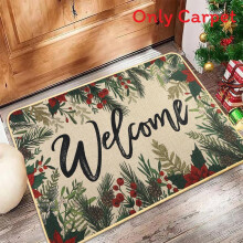 (Style2,40x60cm)Christmas Snowman Cartoon Elements Linen Floor Mat For Bathroom And Hallway
