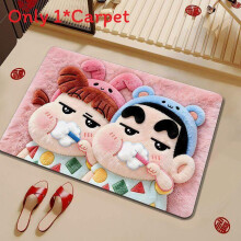 (Pink Blue,40x60cm)Crayon Shinchan Cartoon Theme Bath Mat With Silicone Diatom Mud Material For Bathroom Use
