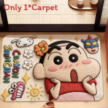 (Red Pink,60x90cm)Crayon Shinchan Cartoon Theme Bath Mat With Silicone Diatom Mud Material For Bathroom Use