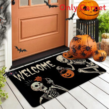 (Style5,40x60cm)Halloween Floor Mat With Nonslip Rubber Back And Linen Surface Entryway For