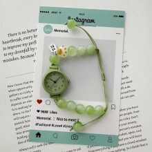 Cat Paws Womens Cute Watch With Green Beads And Quartz Movement School Gift For