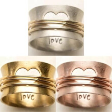(Dual Color, 45mm) Gold Rose And Gold Alloy Love Heart Ring With Hollow Craft For Accessories Womens