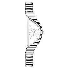 (Silver White) Minimalist Oval Dial Quartz Watch With Stainless Steel Band Office Casual For