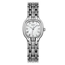 (Silver White) Stylish Womens Watch With Gold Tone Case And Quartz Movement For Events Formal