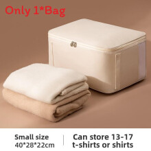 (Ivory 40x28x22cm) Fabric Oxford Clothes Organizer With Dustproof Cover For Bedroom Travel Use And