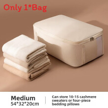 (Ivory 54x32x20cm) Clothes Fabric Oxford Organizer With Dustproof Cover For Bedroom Travel And Use