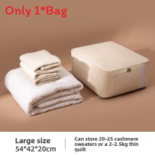 (Ivory 54x42x20cm) Fabric Oxford Clothes Organizer With Dustproof Cover For Bedroom Travel Use And
