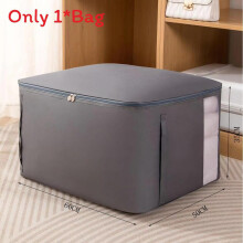 (Gray 60x50x35cm) Fabric Clothes Oxford Organizer With Dustproof Cover For Bedroom Travel And Use