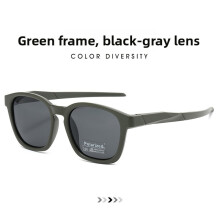 (Green)Black Frame Polarized Sport Sunglasses With Uv Protection For Travel Commuting
