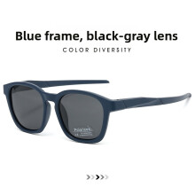 (Blue)Black Frame Polarized Sport Sunglasses With Uv Protection For Commuting Travel